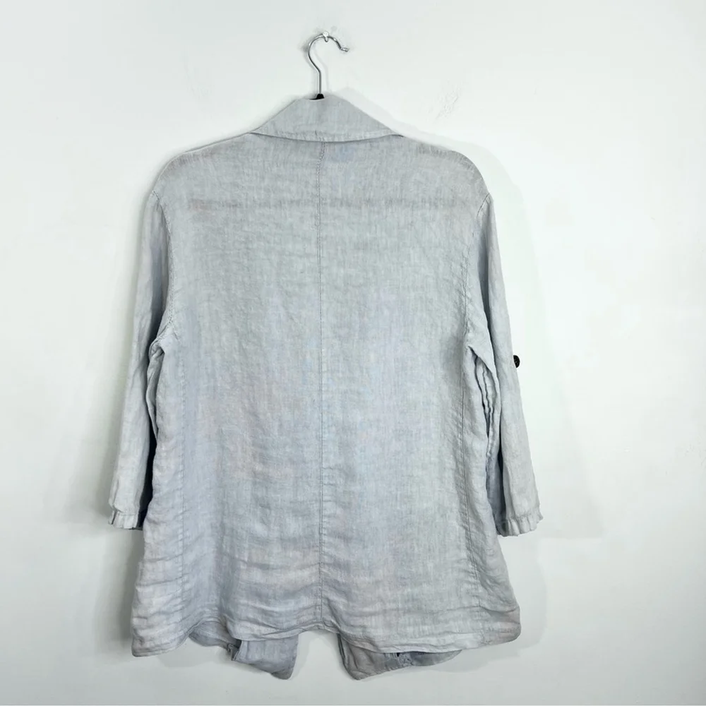 Made in Italy 100% pure Italian linen pale grey lightweight blazer jacket S